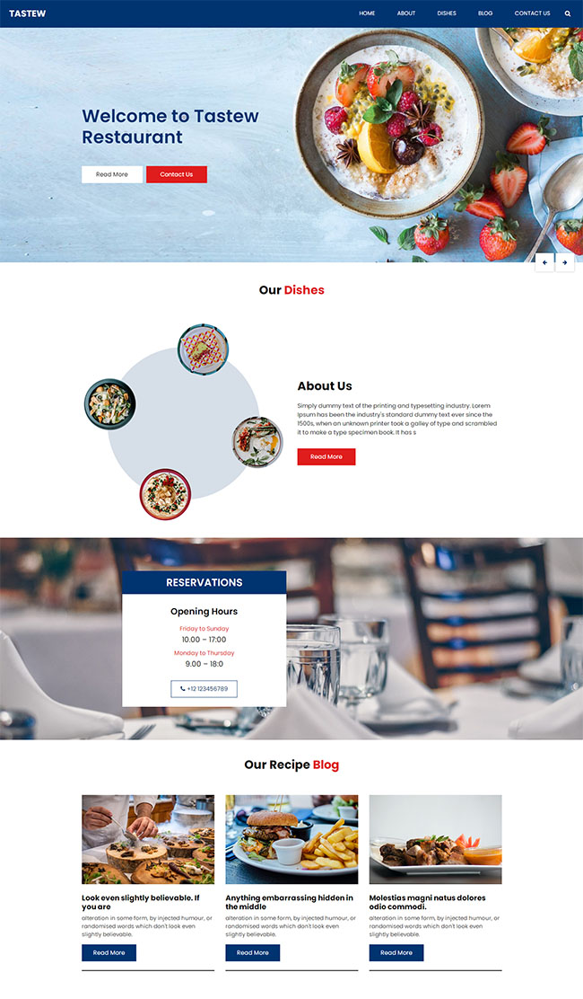 餐饮美食食谱博客网站模板