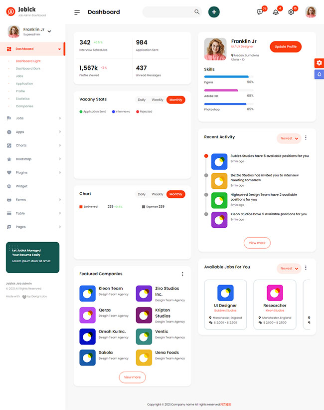 工作招聘面试OA系统后台模板