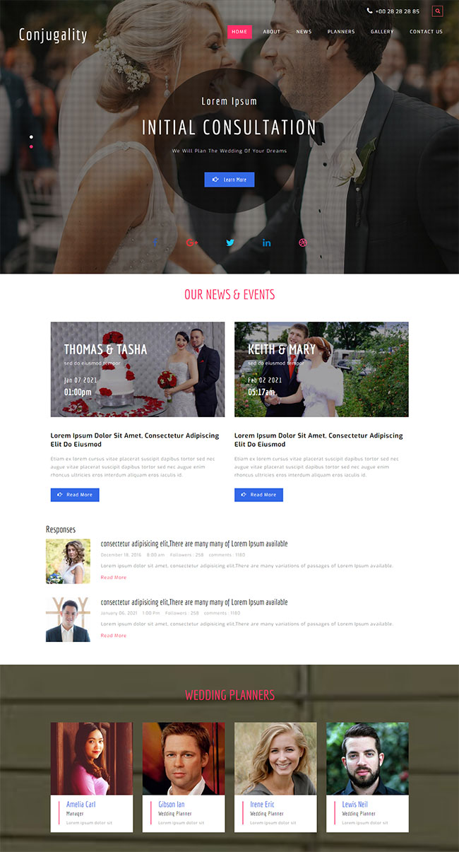 浪漫婚礼邀请展示网站模板