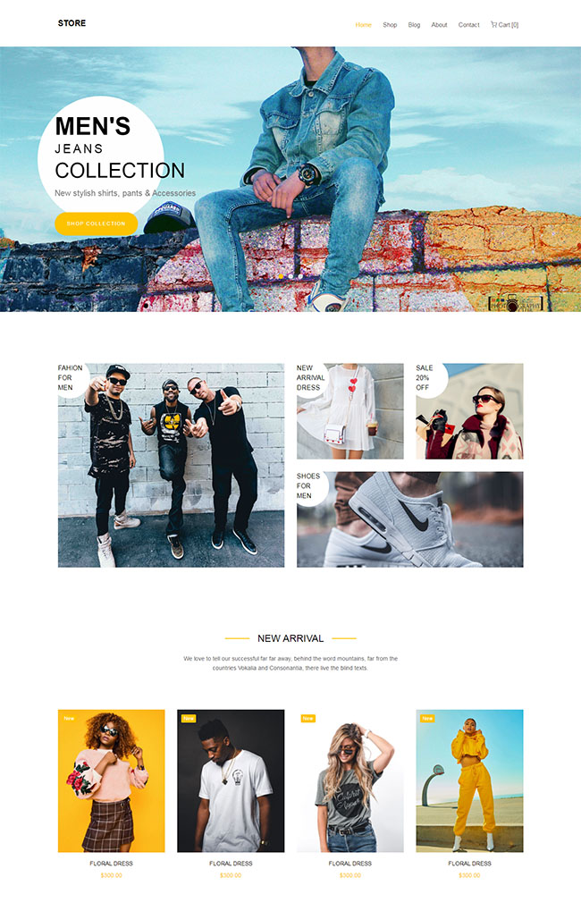 黄色样式商城模板网站下载