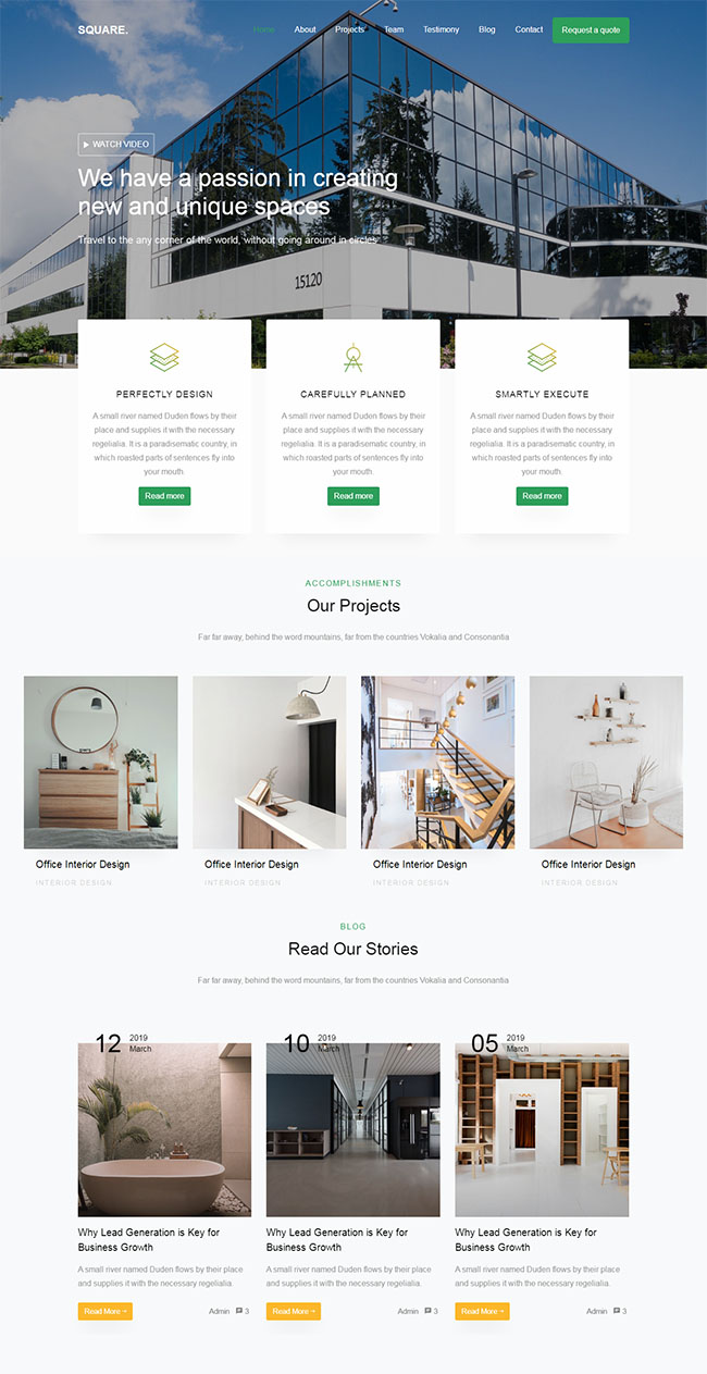 响应式室内装修设计网站模板