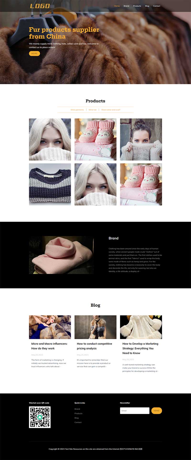 (自适应手机端)女装服装类外贸网站PbootCMS模板 外贸英文网站源码下载